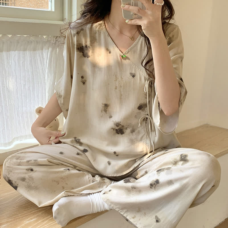 Branch Splash Ink Mid Sleeve Loungewear Set