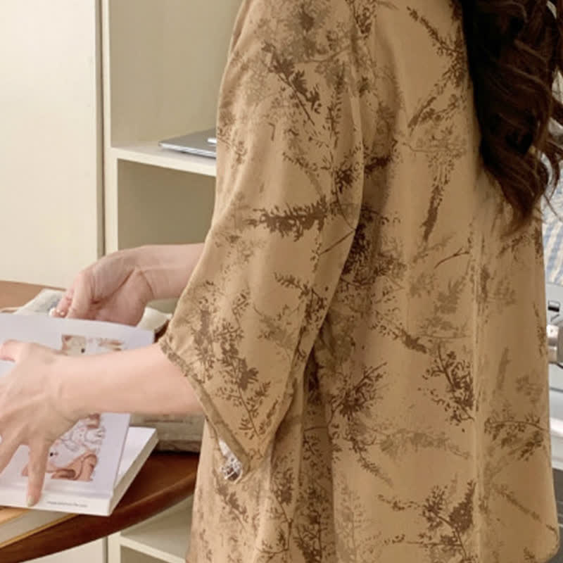 Branch Splash Ink Mid Sleeve Loungewear Set