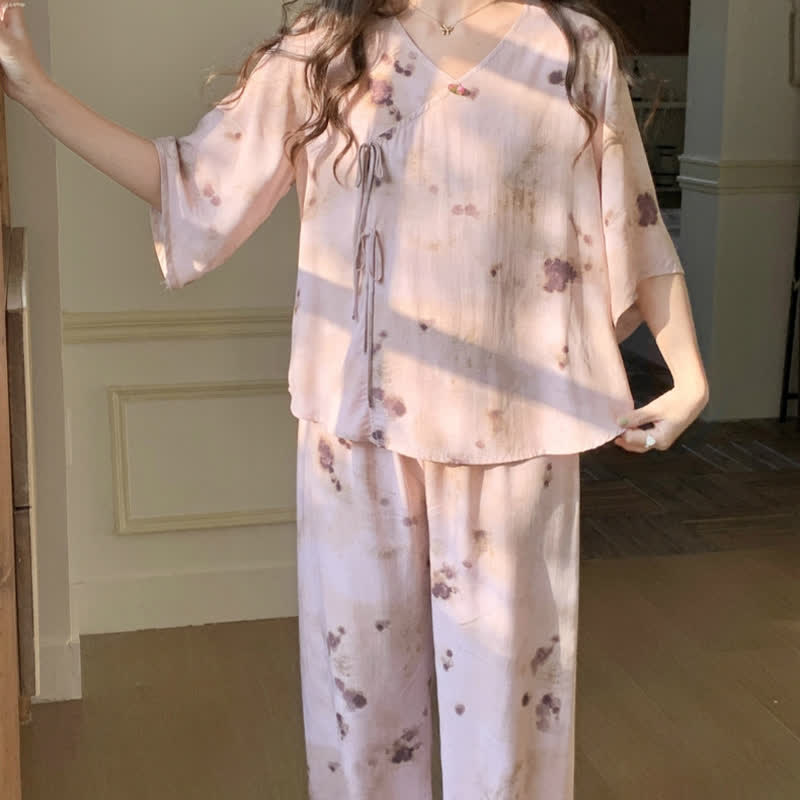 Branch Splash Ink Mid Sleeve Loungewear Set