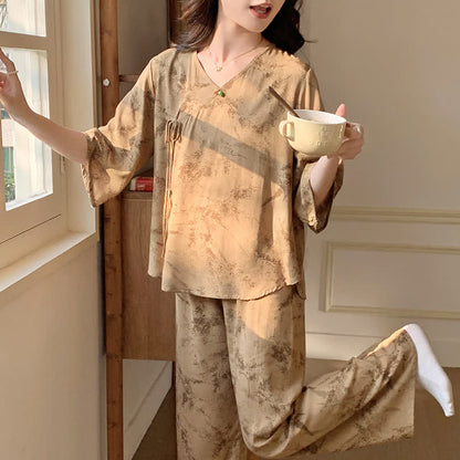 Branch Splash Ink Mid Sleeve Loungewear Set