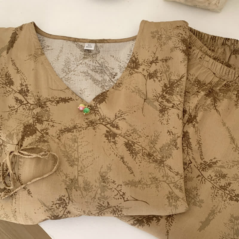Branch Splash Ink Mid Sleeve Loungewear Set