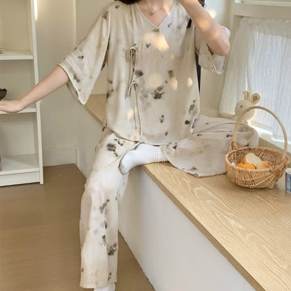Branch Splash Ink Mid Sleeve Loungewear Set