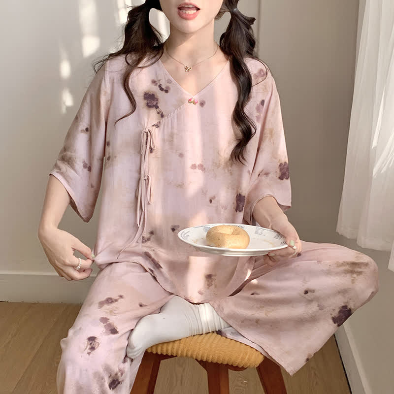 Branch Splash Ink Mid Sleeve Loungewear Set