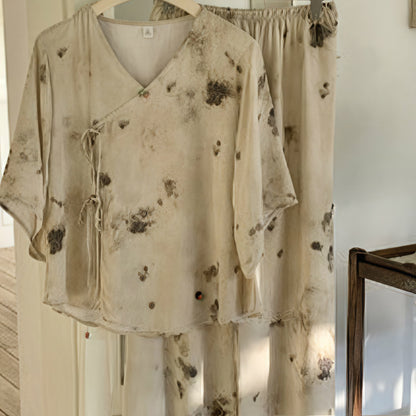 Branch Splash Ink Mid Sleeve Loungewear Set