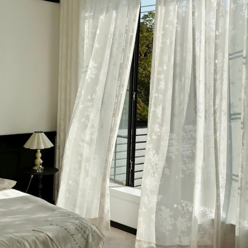 Hollow Flower Sheer Gauze Curtain