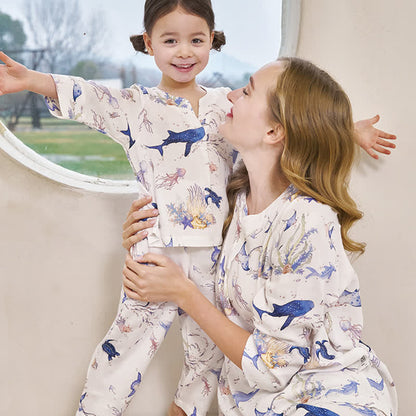 Underwater World Bamboo Fiber Parent-child Pajama Set