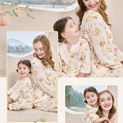 Rural Bamboo Fiber Parent-child Nightwear Set
