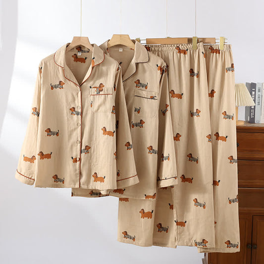 Pure Cotton Cute Dog Couple Pajama Set