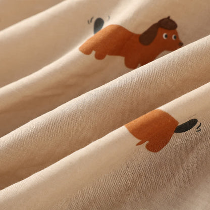 Pure Cotton Cute Dog Couple Pajama Set