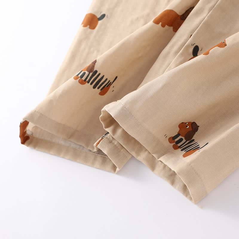 Pure Cotton Cute Dog Couple Pajama Set