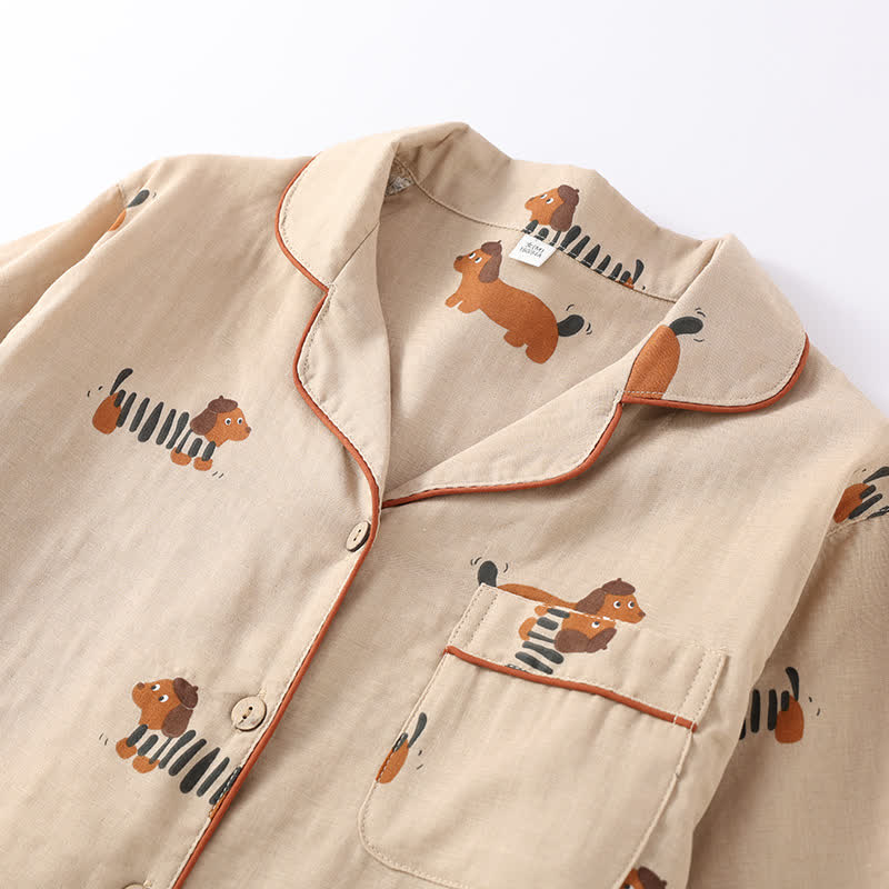 Pure Cotton Cute Dog Couple Pajama Set