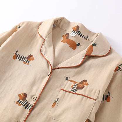 Pure Cotton Cute Dog Couple Pajama Set