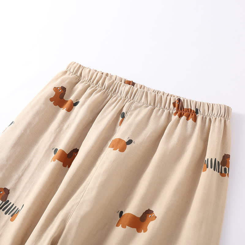 Pure Cotton Cute Dog Couple Pajama Set