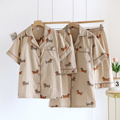 Cute Dachshund Couple Short-sleeve Pajama Set