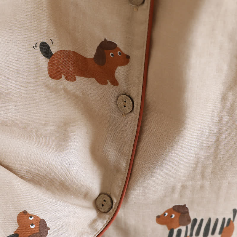 Cute Dachshund Couple Short-sleeve Pajama Set