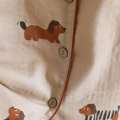Cute Dachshund Couple Short-sleeve Pajama Set
