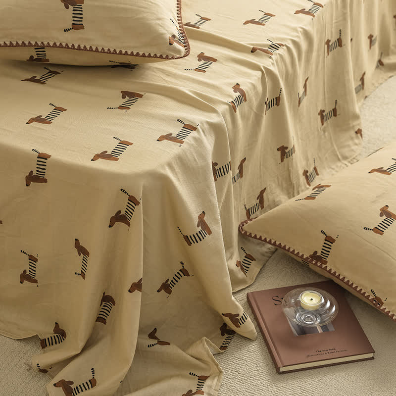 Dachshund Double Layers Cotton Gauze Coverlet