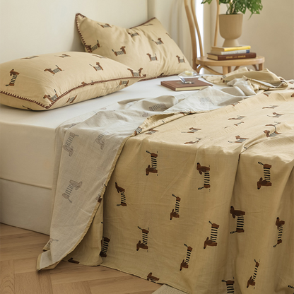 Dachshund Double Layers Cotton Gauze Coverlet