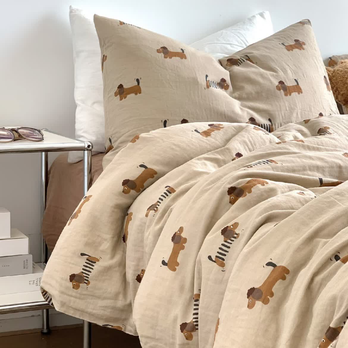 Dachshund Cotton Gauze Duvet Cover Bedding - Duvet Cover with 2pcs Pillowcases - Queen - image 0