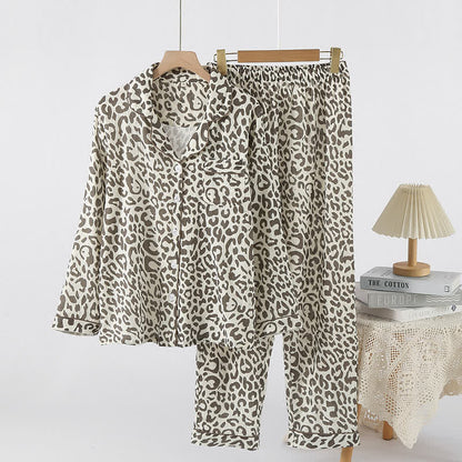 Leopard Print Cotton Gauze Loungewear Set