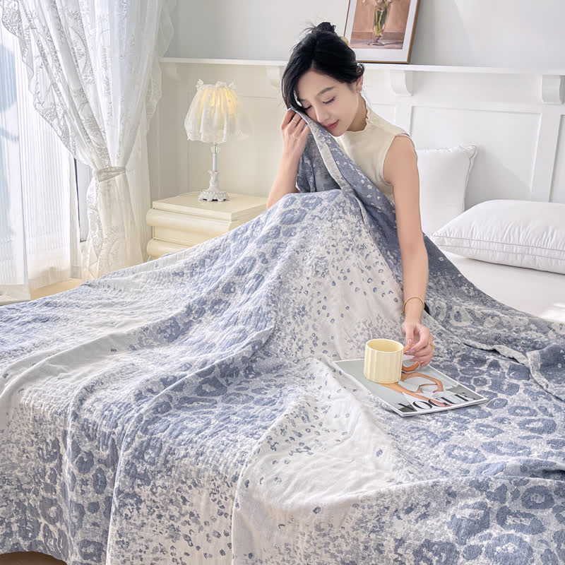 Three Layers Leopard Print Cotton Gauze Quilt