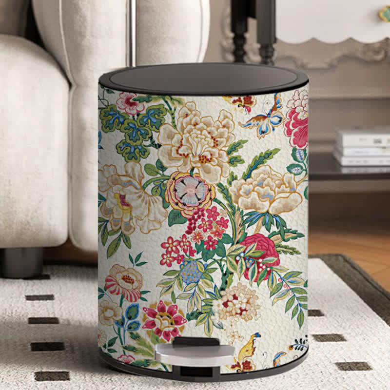 Vintage Floral Double Layer Durable Trash Bin