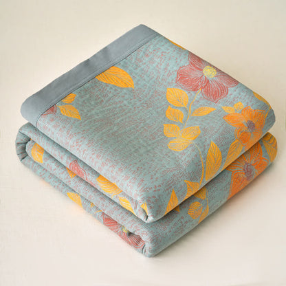 Yarn-dyed Refresh Floral Cotton Gauze Blanket