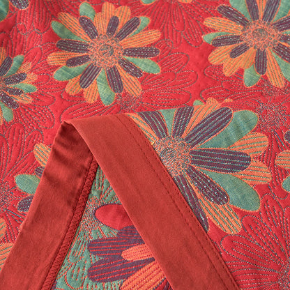 Floral Cotton Gauze Yarn-dyed Jacquard Blanket