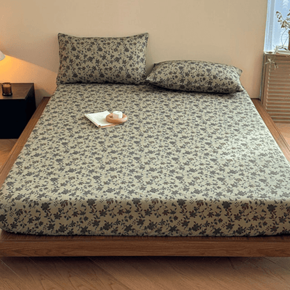 Cotton Gauze Jacquard Floral Fitted Sheet