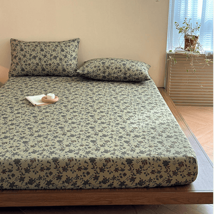 Cotton Gauze Jacquard Floral Fitted Sheet