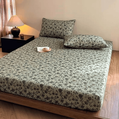 Cotton Gauze Jacquard Floral Fitted Sheet