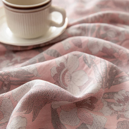 Double Layer Gauze Jacquard Floral Fitted Sheet