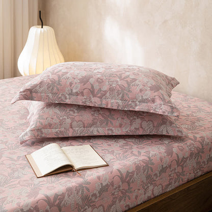 Double Layer Gauze Jacquard Floral Fitted Sheet