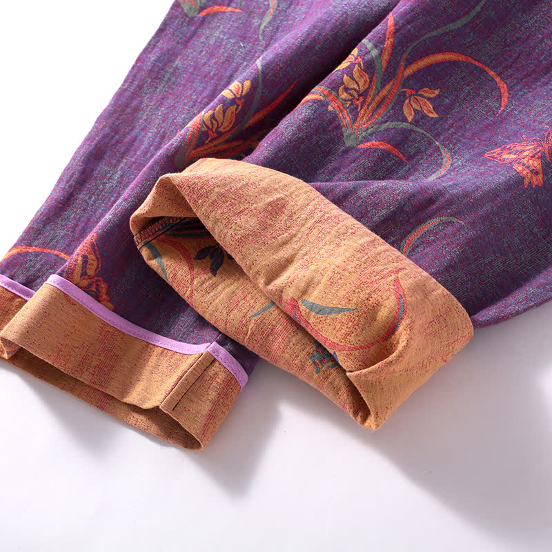 Rural Orchid Grass Cotton Gauze Nightwear Set