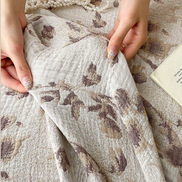 Vintage Floral Cotton Gauze Tassel Reversible Blanket