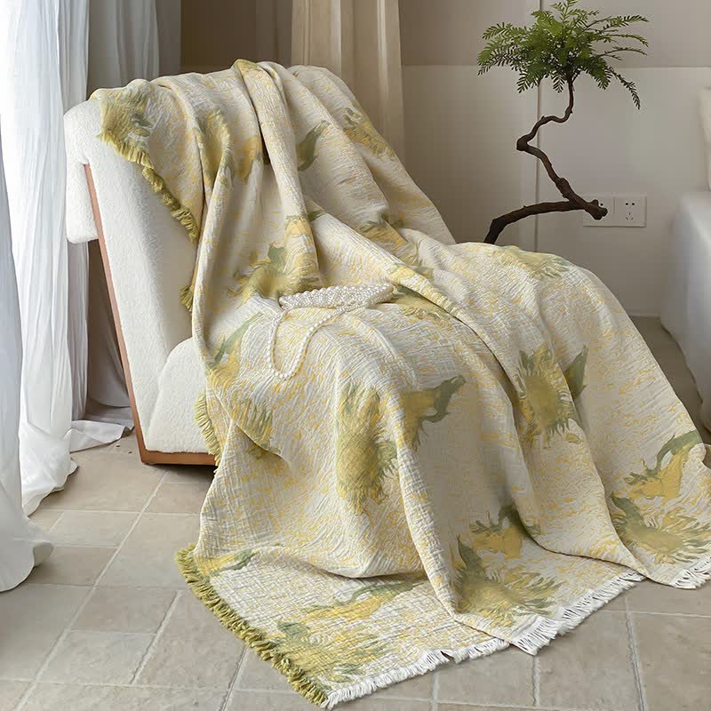 Reversible Rural Cotton Gauze Tassel Blanket