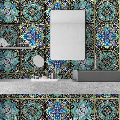 Mandala Style Waterproof Backsplash Tile Decals