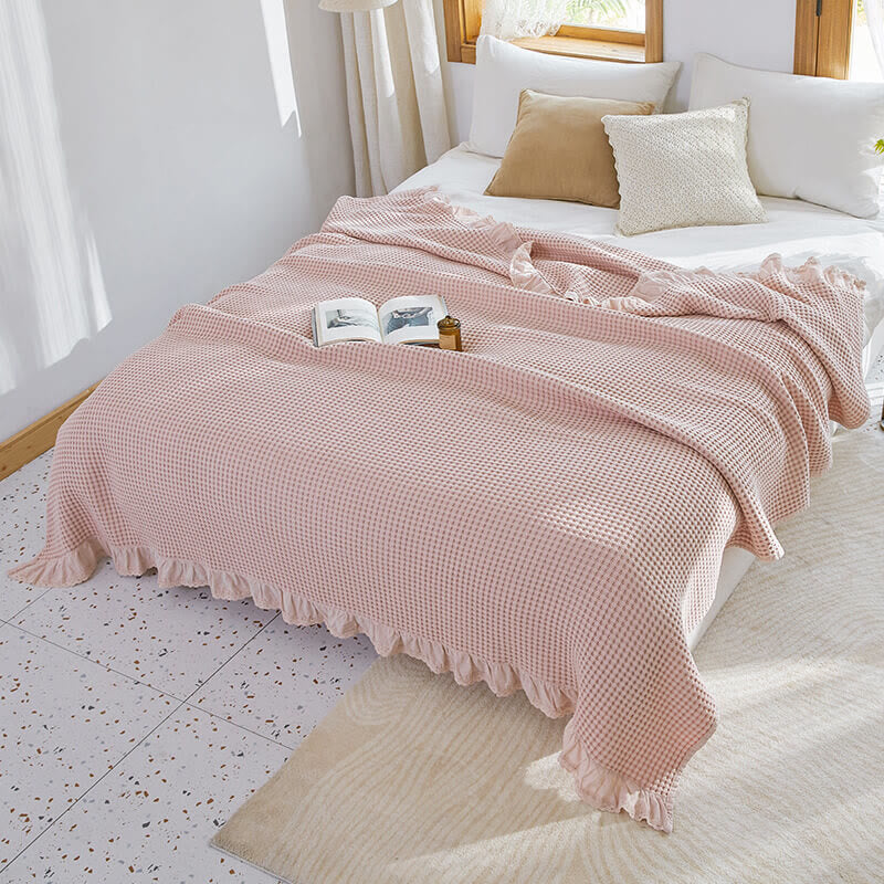 Waffle Weave Sofa Blanket Comfortable Quilt - Pink - Queen - image 0