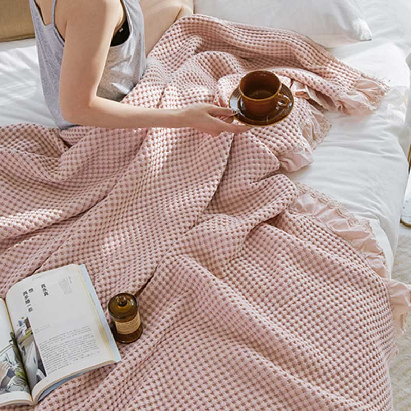 Waffle Weave Sofa Blanket Comfortable Quilt - image 1