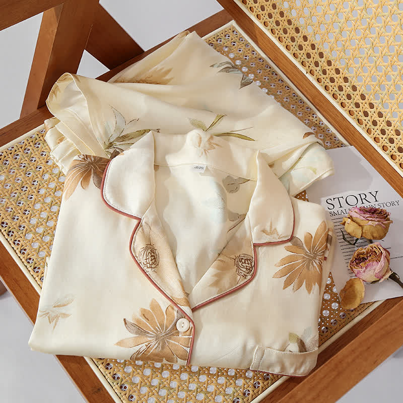 Pastoral Satin Soft Casual Pajama Set