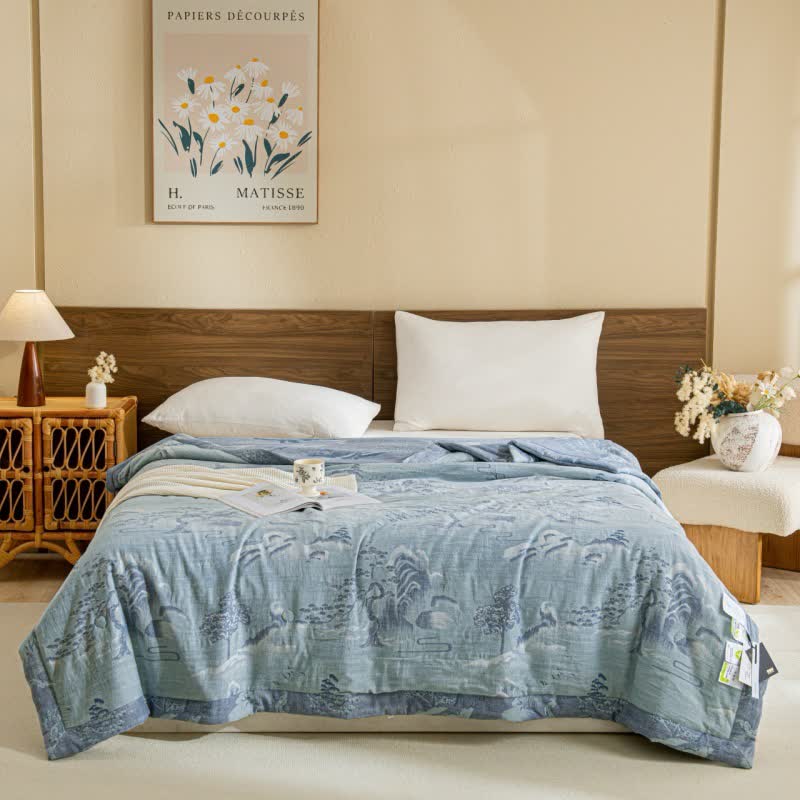 Landscape Double Layer Cotton Gauze Breathable Quilt
