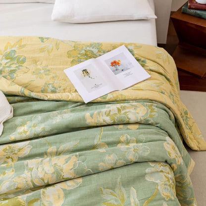 Yarn-dyed Cotton Gauze Jacquard Floral Quilt