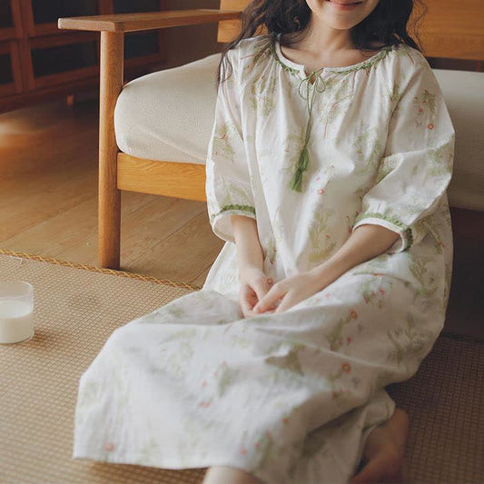 Refresh Floral Cotton Gauze Soft Nightdress