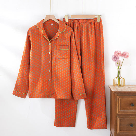 Bright Color Cotton Gauze Soft Nightwear Set