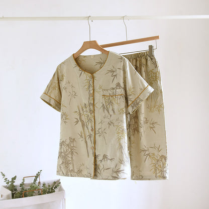 Rural Bamboo Cardigan Pure Cotton Pajama Set