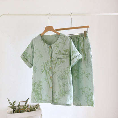 Rural Bamboo Cardigan Pure Cotton Pajama Set