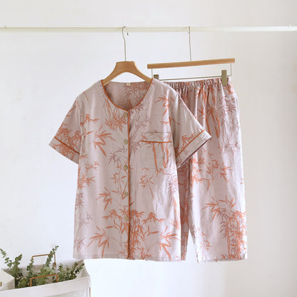Rural Bamboo Cardigan Pure Cotton Pajama Set