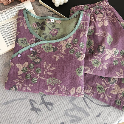 Cotton Gauze Rural Mulberries Pajama Set