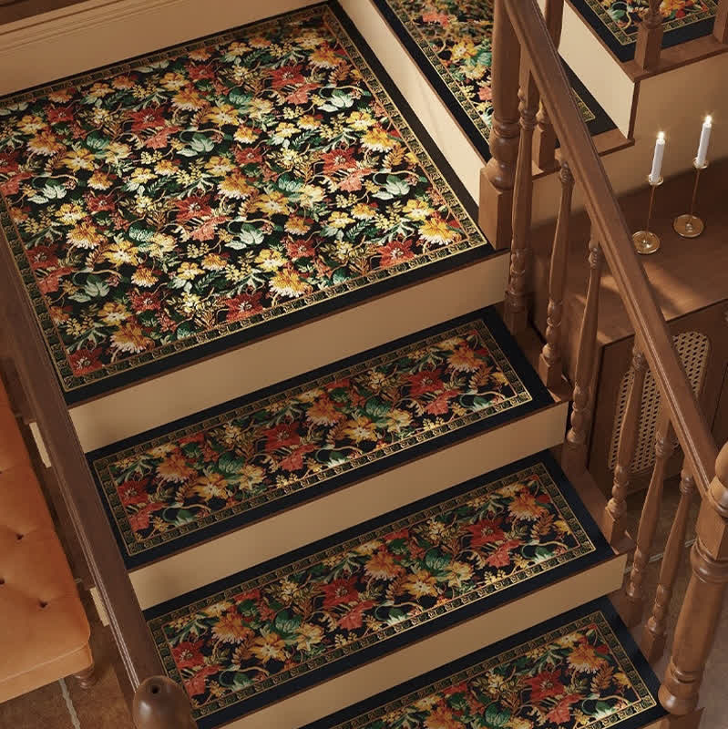 Floral Diatom Mud Non-slip Stair Tread Carpet