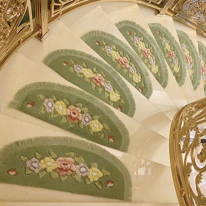 Floral Tassel Non-Slip Carpet Stair Treads